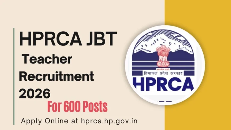 HPRCA JBT Teacher Recruitment 2026