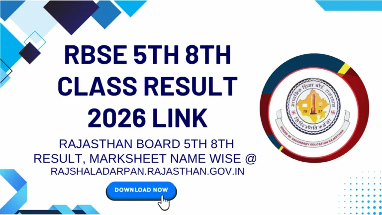 RBSE 5th 8th Class Result 2026 Link