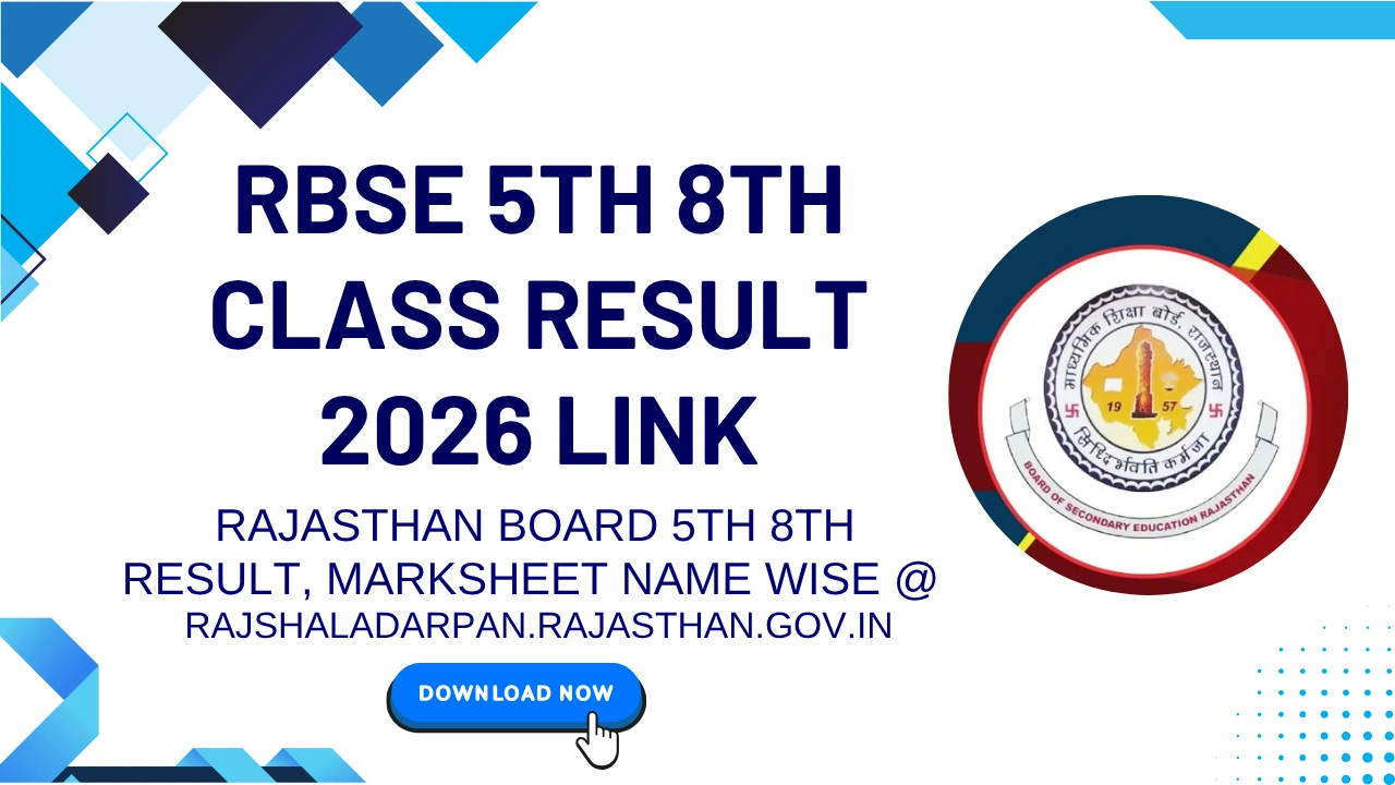 RBSE 5th 8th Class Result 2026 Link